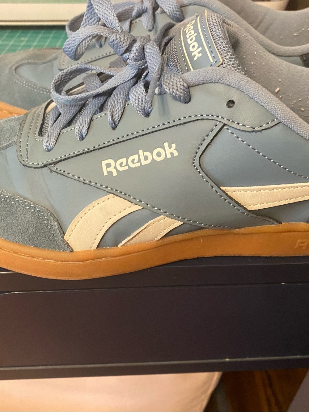 Reebok Classic Blue and Cream Leather Sneakers